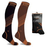 2-Pairs: Copper Compression Striped Knee High Socks