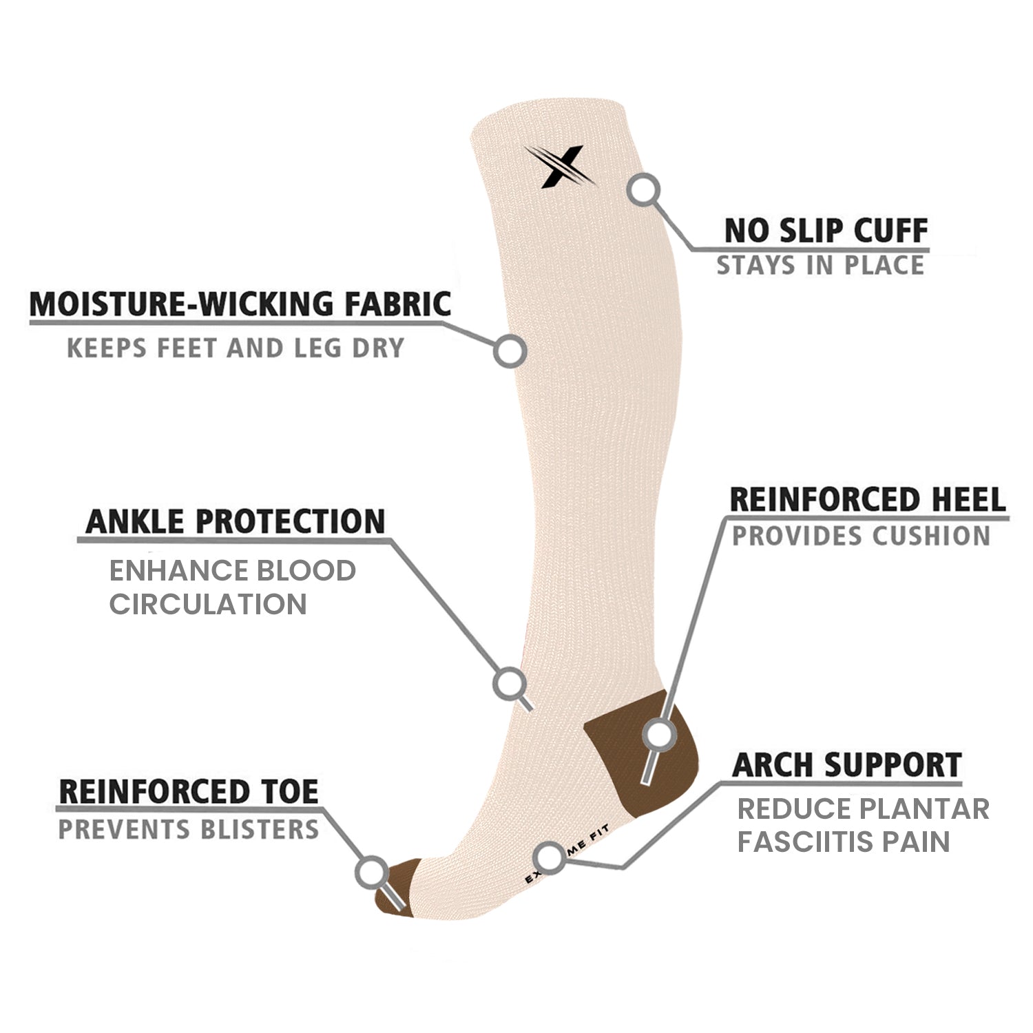 Unisex Sports Knee High Compression Socks (3-Pairs)