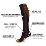 6-Pairs: EveryDay Wear Support and Recovery Copper Compression Knee High Socks