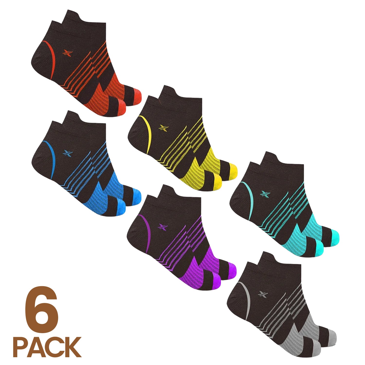 Ultra V-Striped Ankle Compression Socks (6-Pairs)
