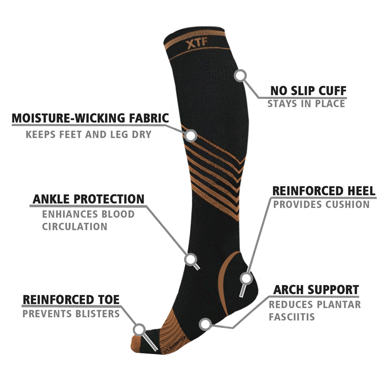 COPPER-INFUSED KNEE-HIGH COMPRESSION SOCKS (6-PAIRS) CopperFlux COPPER-INFUSED KNEE-HIGH COMPRESSION SOCKS (6-PAIRS) CopperFlux