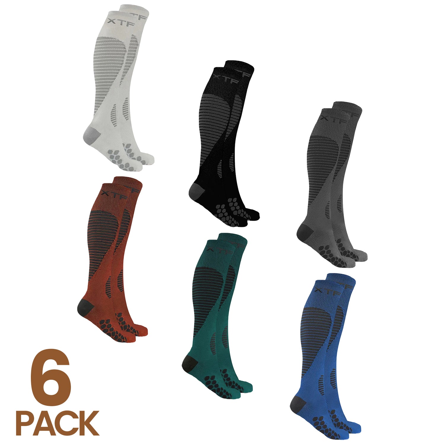 TARGETED PAIN RELIEF KNEE-HIGH COMPRESSION SOCKS (6-PAIRS)